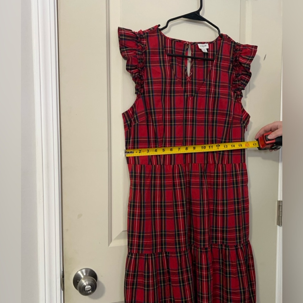 J Crew ruffle tiered dress - HAS POCKETS! PLAID / SIZE 14 - Picture 8 of 9